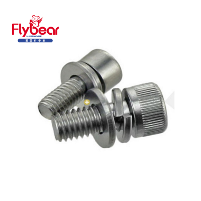 Socket cap screw with flat and spring washer M3X6 M6X20 stainless steel 304/316 combination screw